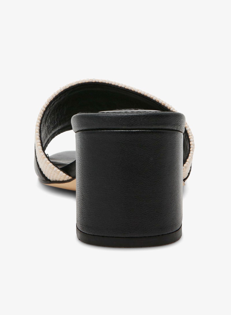 ستيف مادن صنادل جلد النابا بتفاصيل من الرافيا على شكل عظم - Image 3